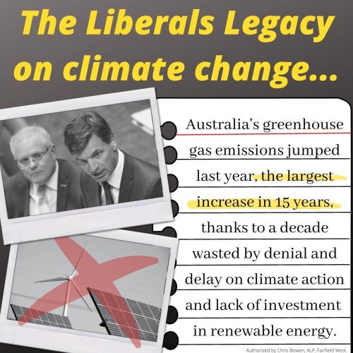 The Liberal legacy on climate change…  With nine years of denial and...