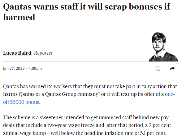 Alan Joyce’s attempts to bribe Qantas workers into taking real wage...