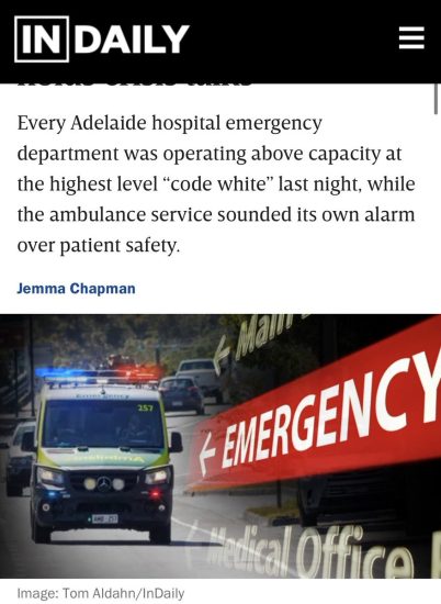 Ashton Hurn: “… the health system in South Australia is in crisis and it isn’t safe…