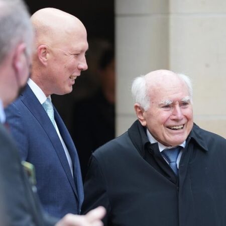 Peter Dutton was joined by former Prime Minister John Howard and his C...