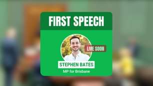 Watch live as Stephen Bates, our new Greens MP for the seat of Brisban...