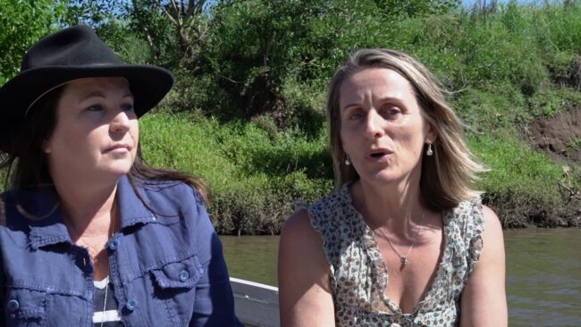 Three women in a tinnie on the Richmond River