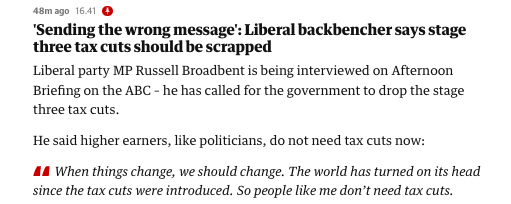 BREAKING: Liberal MP now has more left wing tax policy than Labor Gove...