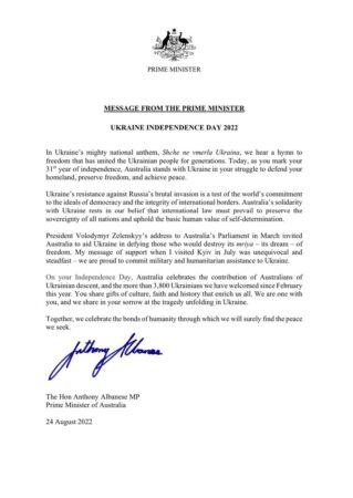 To all Ukrainian-Australians and the Ukrainian people, we stand with y...