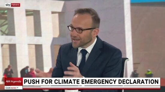 Adam Bandt and former Liberal leader John Hewson talking Climate Emergency on Sky AM Agenda