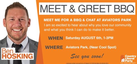 MEET BEN TOMORROW AT AVIATORS PARK FOR A BBQ AND CHAT!...