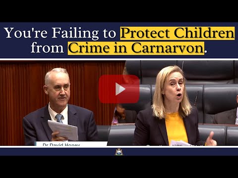 Dr David Honey – WA Liberal Leader: NO HELP FOR CHILDREN IN CARNARVON | Question Without Notice  Watch me …