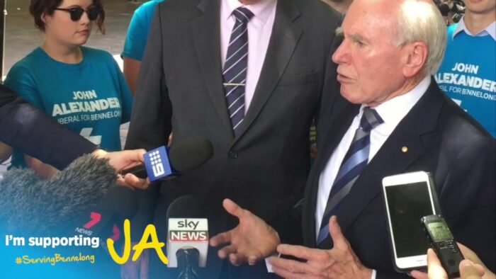 Former PM John Howard joined John Alexander in Eastwood.