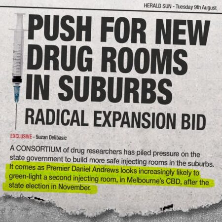 We oppose any more drug injecting rooms....