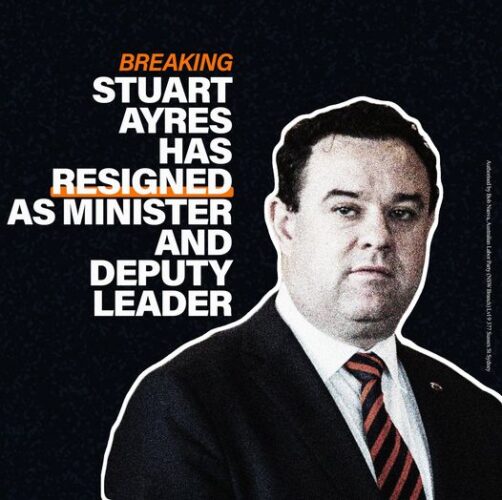 Stuart Ayres has finally resigned as Minister and Deputy Leader of Lib...