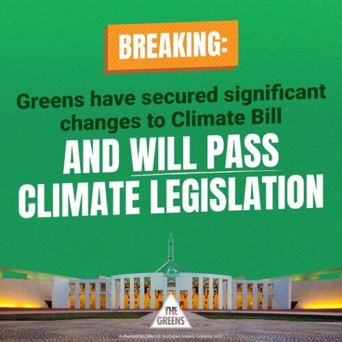 BREAKING: The Greens have improved the climate bill and will pass it....