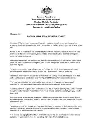 Senator Perin Davey: Members of The Nationals from around Australia voted unanimously to pr…