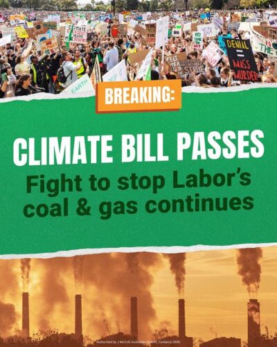 The climate bill has passed the lower house with Greens support....