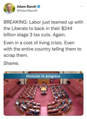 ICYMI: Late last night Labor and the Liberals voted down our urgency m...