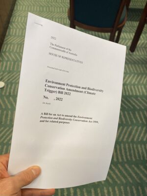 Today I introduced a bill to give Australia's environment laws a 'clim...