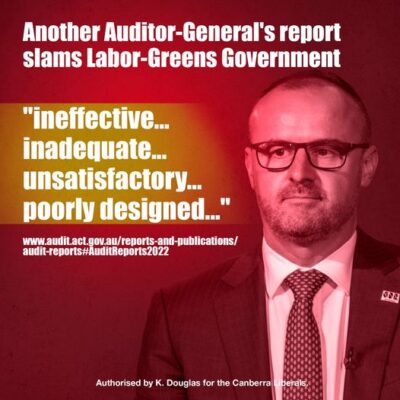 The ACT Auditor-General has issued a scathing assessment of the govern...
