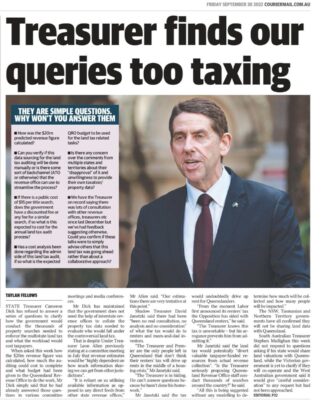 David Janetzki MP: The Treasurer can’t answer any questions because he hasn’t done his ho…
