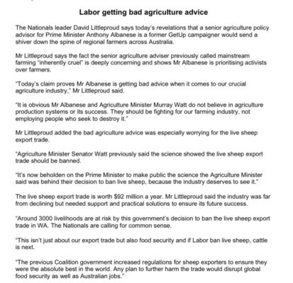 Australian agriculture should rightfully be worried. ...