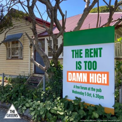 Elizabeth Watson-Brown: If you live in Brisbane and want action on the soaring rents, don’t mi…