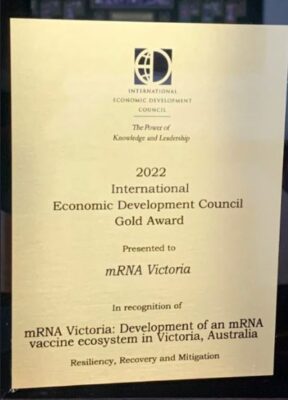 Jaala Pulford MP: Congratulations mRNA Victoria, recipient of the @IEDCtweets Gold Award…