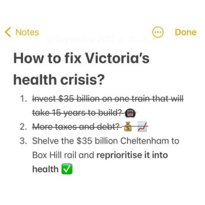 We will shelve Labor’s $35 billion Cheltenham to Box Hill rail line an...