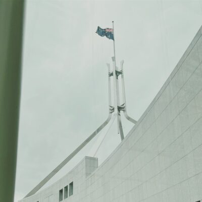 Parliament House flag at half-mast. I’m here for the National Memorial...
