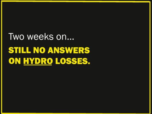 Two weeks ago Labor asked about the financial security of Hydro – The ...
