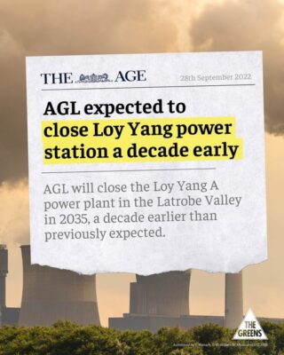 Victorian Greens: #BREAKING climate news: AGL will close Victoria’s coal-fired power sta…