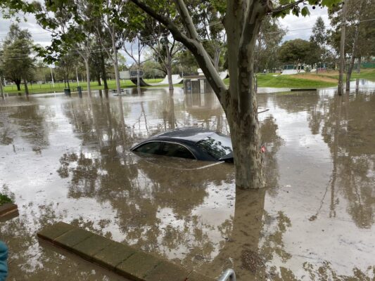 In Kensington in inner Melbourne, water’s risen so fast that cars now ...