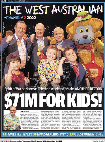 Congratulations to all Western Australians for raising a record $71 million for ...