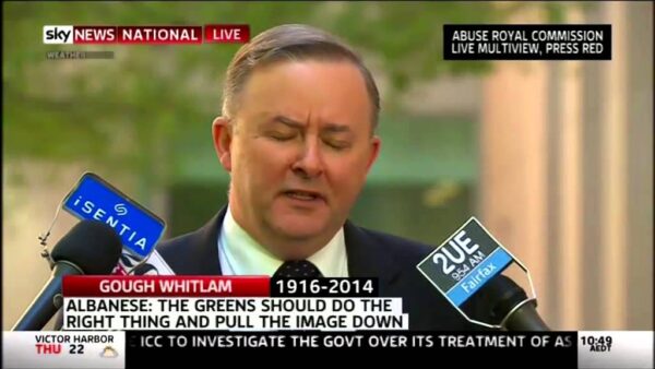 Press Conference - Australian Greens' use of Gough Whitlam's image