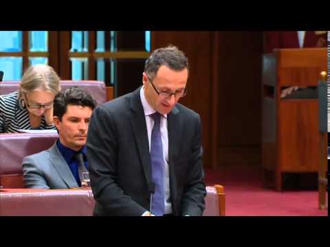 Richard Di Natale asks Sen Brandis about global warming, health and coal.