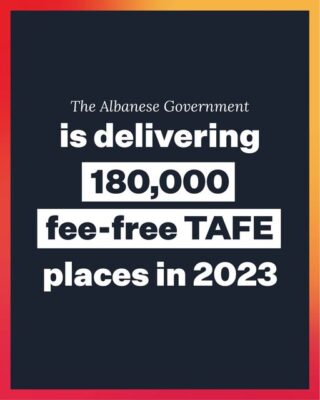 180,000 fee-free TAFE places are coming in 2023, helping to create goo...