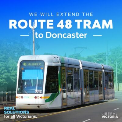 The Liberals and Nationals will deliver an extension of tram route 48,...