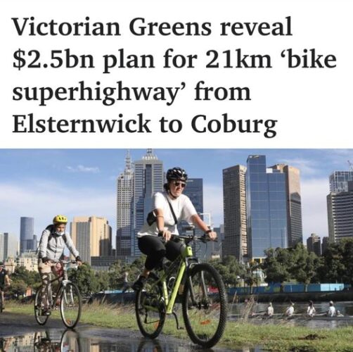 Victorian Greens have just launch their plan for bikes and pedestrians...