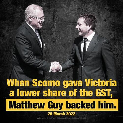 Matthew Guy backed Scomo against Victorians when he stole our GST...