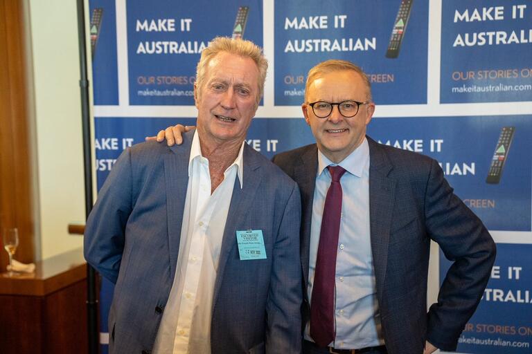 Anthony Albanese: So pleased to meet Bryan Brown this evening and support Aussie TV…