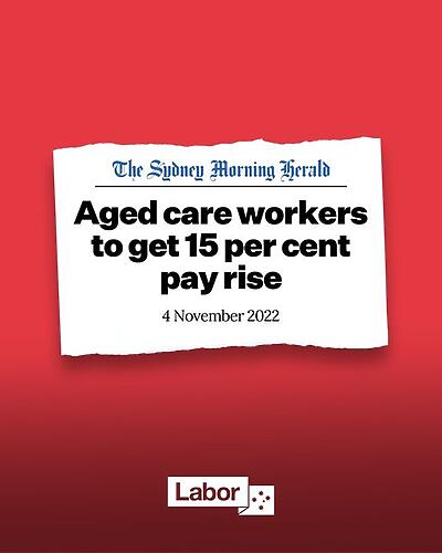 We backed a wage increase for aged care workers in our submission...