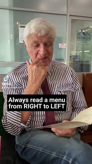 Always read a menu from RIGHT to LEFT. This #costofliving tip com...