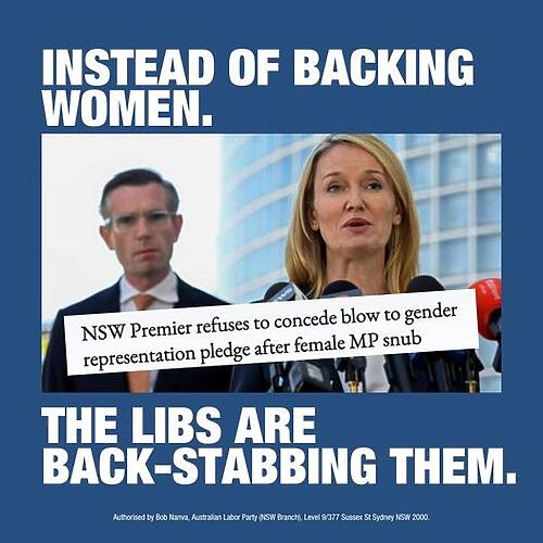 NSW Labor: The NSW Libs: We need more women in parliament!…