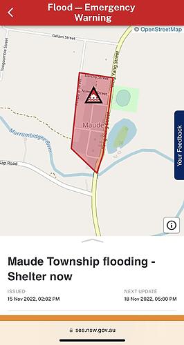 Sussan Ley: Flooding/isolation alert for Maude residents issued this afternoo…