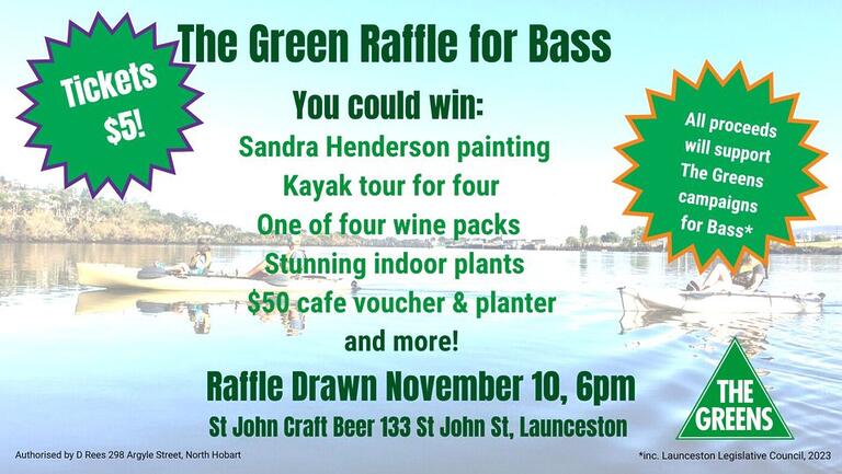 Tasmanian Greens: The Bass Greens are running a raffle! Grab your tickets at the li…