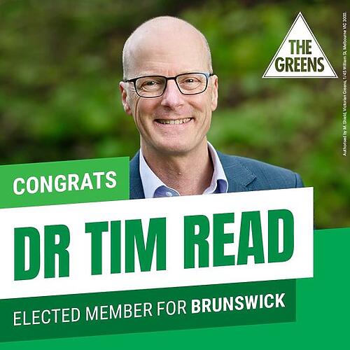 BREAKING: @victoriangreens have won Brunswick, re-electing Dr Tim...