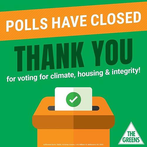 Polls have closed in Victoria! A HUGE thankyou to everyone who v...