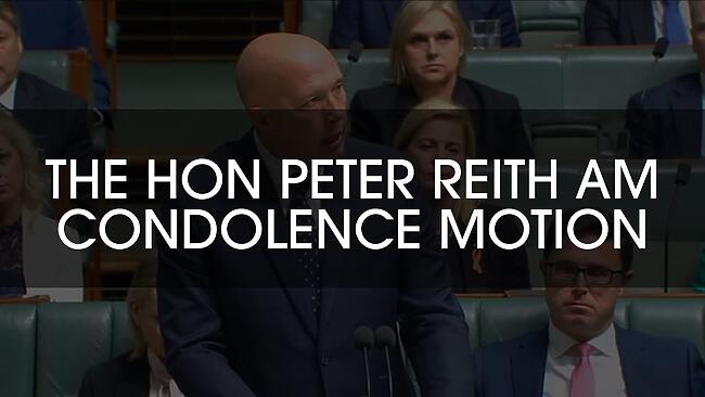 The Hon Peter Reith Condolence Motion in Parliament