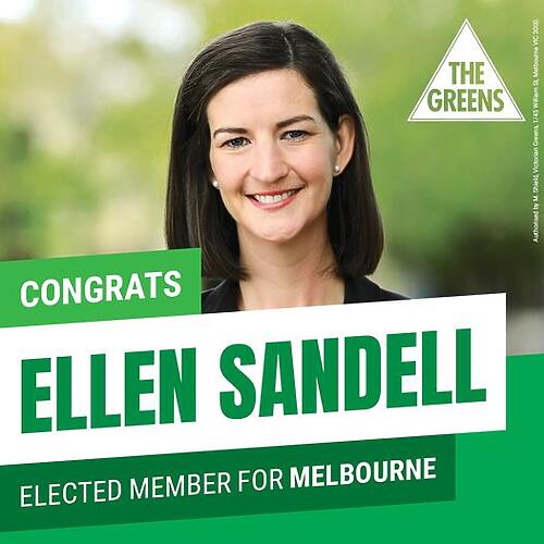 Victorian Greens: BREAKING: The Greens have won Melbourne, re-electing Ellen Sandel…