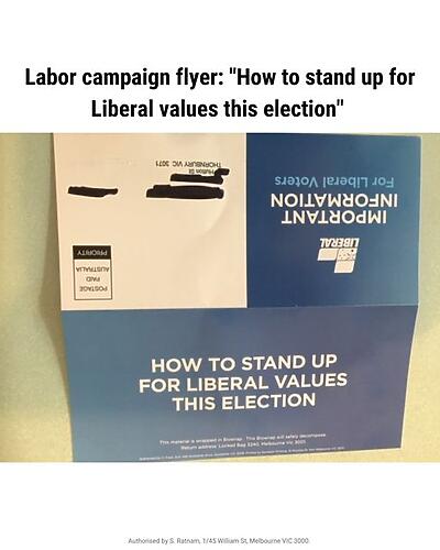 Victorian Greens: No joke, this is a LABOR flyer….