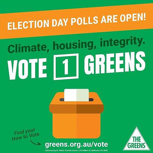 Victorian Greens: POLLS ARE OPEN!  For climate action, affordable housing and integ…