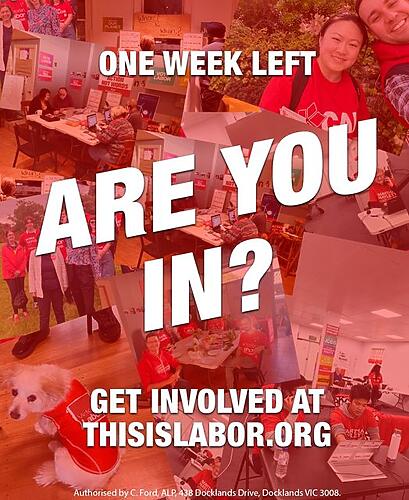 Victorian Labor: There’s only one week left to help Dan Andrews and Labor keep doi…