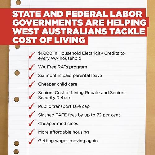 WA Labor: These are tough times but our State and Federal Labor Governments…